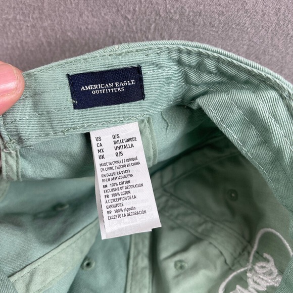 American Eagle Hat Womens One Size Green Strapback Cap Adjustable Embroidered - Picture 8 of 10
